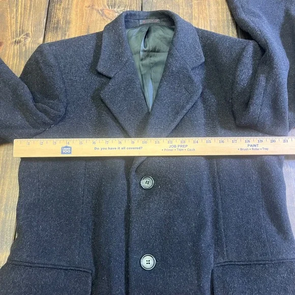 Nino Cerruti Cashmere Wool Blend Overcoat Mens Charcoal Gray, mens size 38r